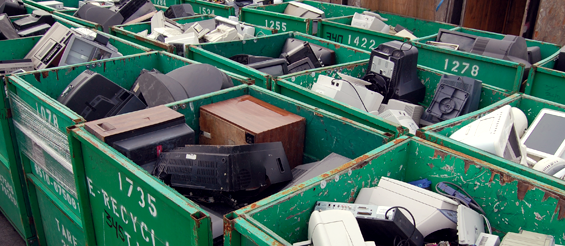 Electronic recycling collection bins.