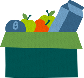 Dibujo de alimentos en una caja